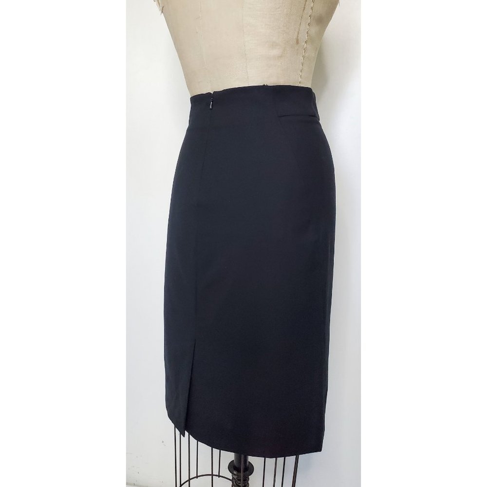 Theory Womens Joanie Pencil Skirt in Black Stretch Wool 2 - Picture 9 of 10